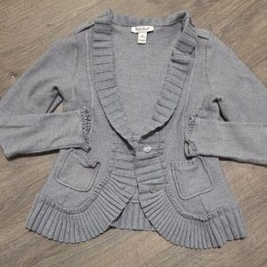 WHBM Ruffle Hem Wool Blend Cardigan Sweater